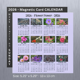 Carte Magnétique 2026 Custom Flower magnétique lilas Calendar SU