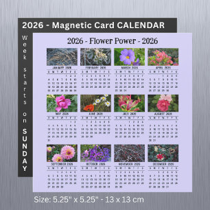 Carte Magnétique 2026 Custom Flower magnétique lilas Calendar SU