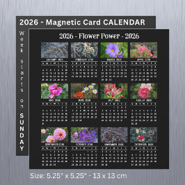 Carte Magnétique 2026 Custom Flower magnétique noir Calendrier SU