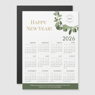 Carte Magnétique 2026 Modern Wreath Your Logo ici Calendrier vert