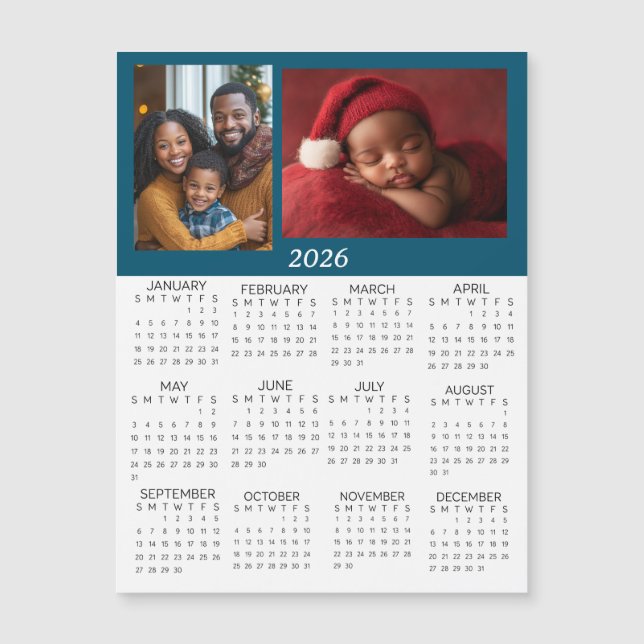 Carte Magnétique 2026 Personalized Photos Mini Calendar (Devant)