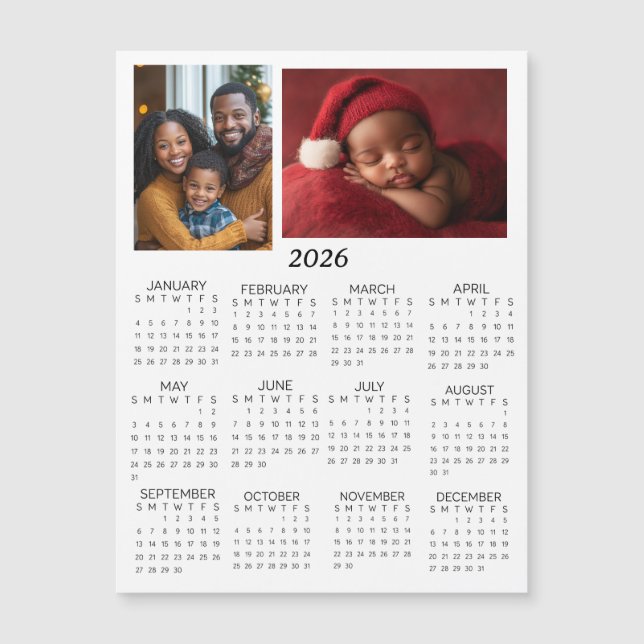 Carte Magnétique 2026 Personalized Photos Mini Calendar (Devant)