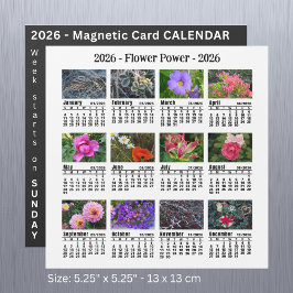 Carte Magnétique 2026 Personnalisé Fleur magnétique blanc Calendrie