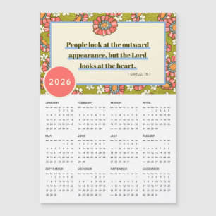 Carte Magnétique 2026 Retro Floral 1 Samuel 16:7 Calendrier