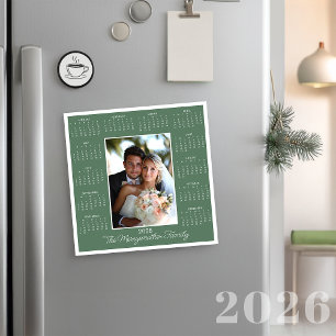 Carte Magnétique 2026 Sage Green Photo Calendrier magnétique