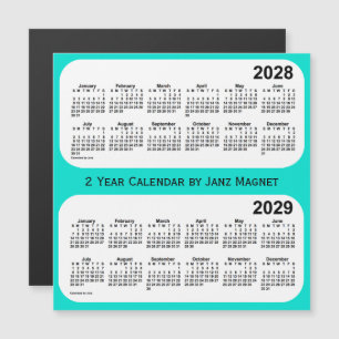 Carte Magnétique 2028-2029 Calendrier 2 ans turquoise par Janz