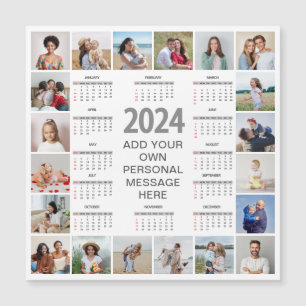 Carte Magnétique 20 Collage Photo 2024 Année En Coup D'Oeil Calendr