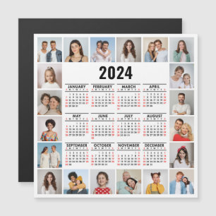 Carte Magnétique 20 Collage Photo 2024 Année En Coup D'Oeil Calendr