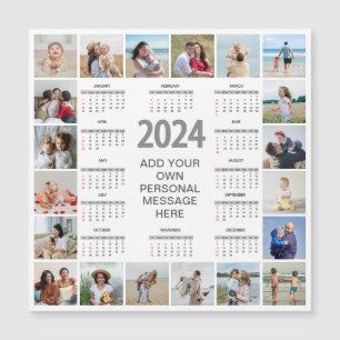 Carte Magnétique 20 Collage Photo 2024 Année En Coup D'Oeil Calendr