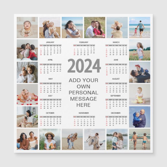 Carte Magnétique 20 Collage Photo 2024 Année En Coup D'Oeil Calendr (Devant)