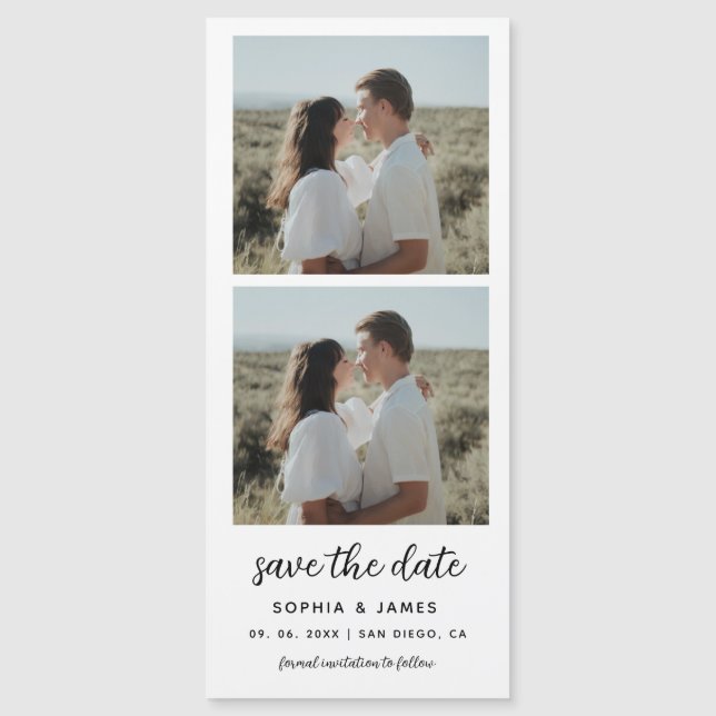 Carte Magnétique 2 Photo Booth Strip Mariage Magnétique Enregistrer (Devant)