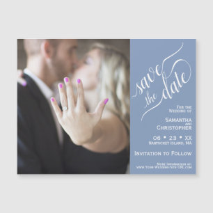 Carte Magnétique 2 Volet photo mariage Enregistrer la date Blue Mag