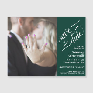 Carte Magnétique 2 Volet photo mariage Enregistrer la date Emerald