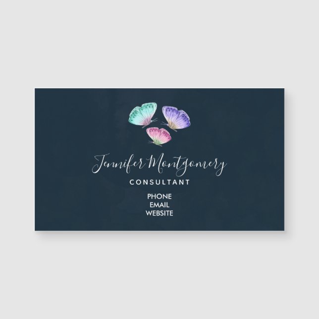 Carte Magnétique 3 Jolies papillons d'aquarelle Pastel (Devant)