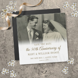 Carte Magnétique 50e Anniversaire d'or Photo Mariage Enregistrer la