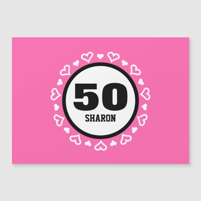 Carte Magnétique 50e anniversaire pour son cadre COEUR P29DZ (Devant)