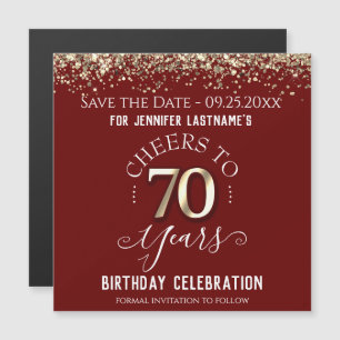 Carte Magnétique 70e anniversaire d'or Enregistrer l'aimant de date