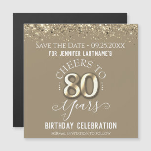 Carte Magnétique 80e anniversaire d'or Enregistrer l'aimant de date