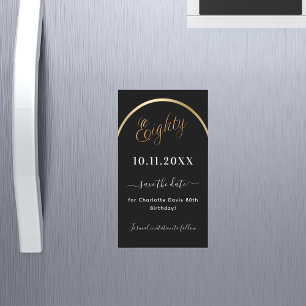 Carte Magnétique 80e anniversaire or noir Enregistrer l'aimant Date