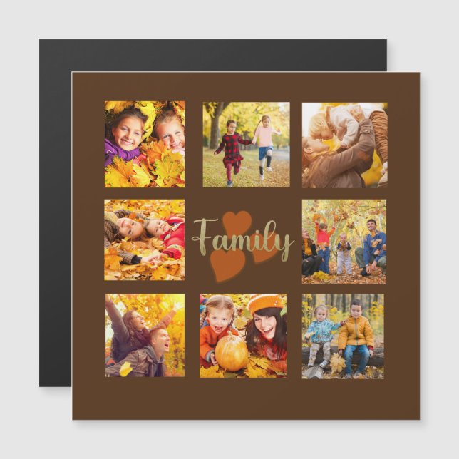 Carte Magnétique 8 Photo Collage Automne Automne Brown Orange Gold (Devant / Derrière)