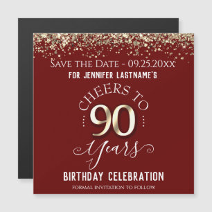 Carte Magnétique 90e anniversaire d'or Enregistrer l'aimant de date