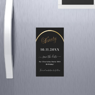 Carte Magnétique 90e anniversaire or noir Enregistrer l'aimant Date