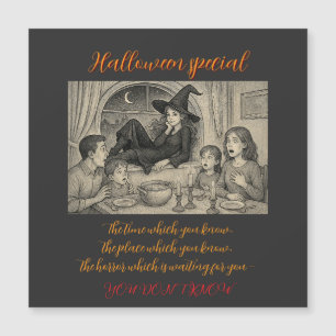 Carte Magnétique À Halloween, accueillez les sorcières !