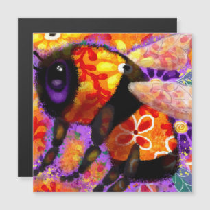 Carte Magnétique Abeille lunaire floral rouge jaune aimant