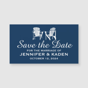 Carte Magnétique Adirondack Chaises bleu marine Save the date