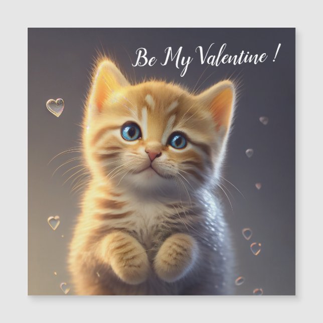 Carte Magnétique Adorable Kitten Veut Être Votre Valentin (Devant)