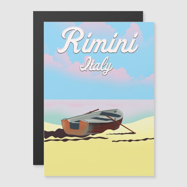 Carte Magnétique Affiche de plage de Rimini Italie (Devant / Derrière)