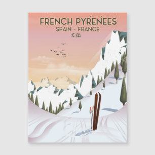 Carte Magnétique Affiche de ski des Pyrénées françaises