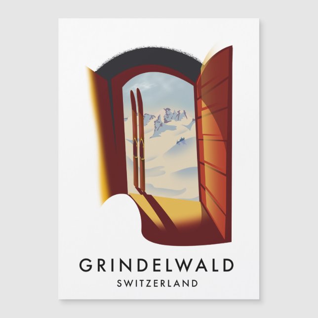 Carte Magnétique Affiche de ski Grindelwald Suisse (Devant)