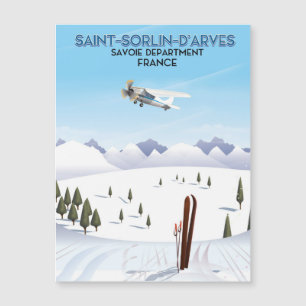 Carte Magnétique Affiche de ski Saint-Sorlin d'Arves France