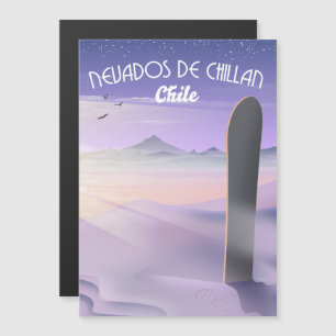 Carte Magnétique Affiche de snowboard à Nevados de Chillan, Chili.