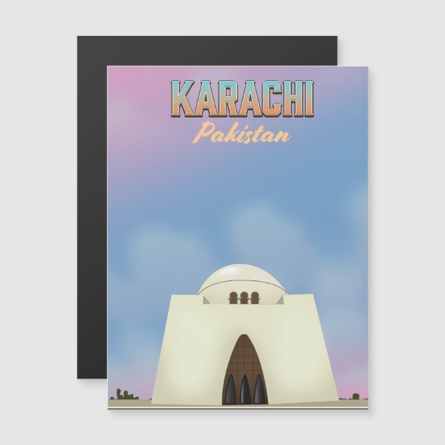 Carte Magnétique Affiche de voyage à Karachi Pakistan (Devant / Derrière)
