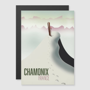 Carte Magnétique Affiche de voyage de ski Chamonix France