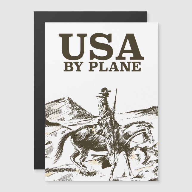 Carte Magnétique Affiche USA Cowboy Travel (Devant / Derrière)
