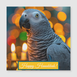 Carte Magnétique African Grey Parrot Hanukkah Card