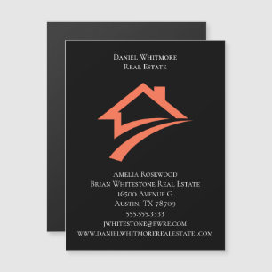Carte Magnétique Agent immobilier noir élégant et unique