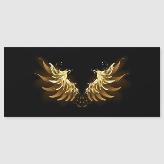 Carte Magnétique Ailes d'Ange d'or sur arrière - plan noir (Devant)