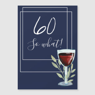 Carte Magnétique Aimant Bleu Nuit Aquarelle Vin 60e Anniversaire