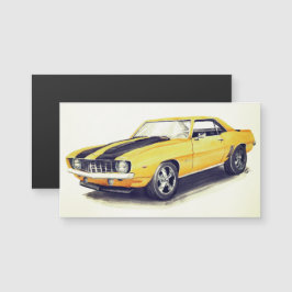 Carte Magnétique Aimant Camaro Jaune 1969