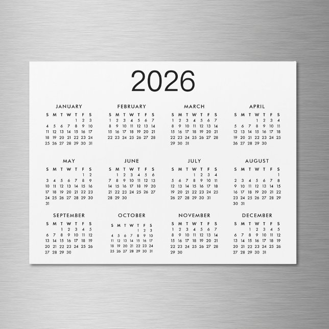Carte Magnétique Aimant de calendrier 2024 noir et blanc classique (Créateur téléchargé)