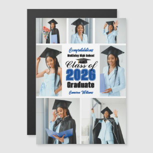 Carte Magnétique Aimant de Collage de Photos de la Promotion Bleue