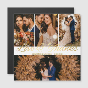 Carte Magnétique aimant de mariage collage 4 photos or amour & reme