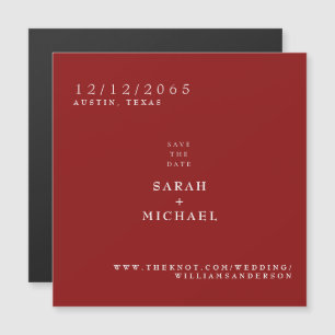 Carte Magnétique Aimant de mariage simple rouge rubis, Date à reten