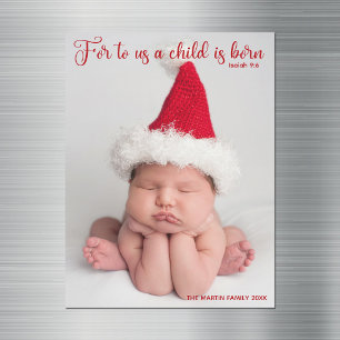 Carte Magnétique Aimant de Noël pour bébé chrétien avec photo