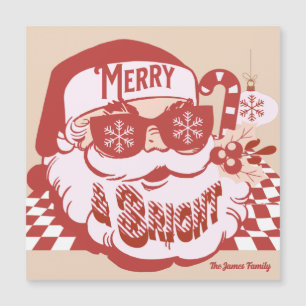 Carte Magnétique Aimant de Noël rétro Santa Merry Bright Groovy