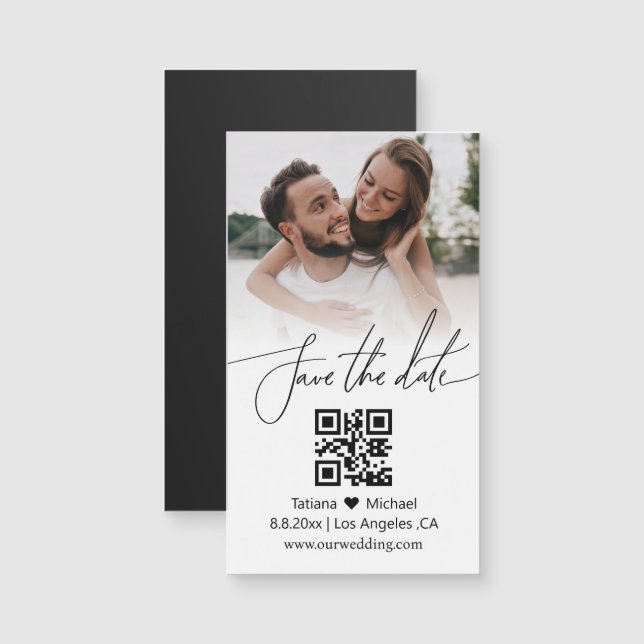 Carte Magnétique aimant de sauvegarde de date de code QR minimal mo (Devant / Derrière)